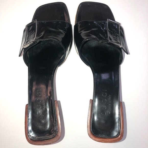 Vtg Rare Gucci Patent Leather Kitten Heels sandal - Picture 3 of 11